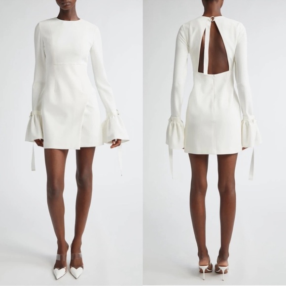 NWOT ISRAELLA KOBLA Zola Back Cutout Long Sleeve White Minidress Sz 6 - Picture 1 of 8